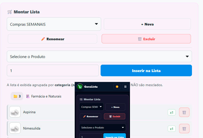 Print da lista de compras interativa